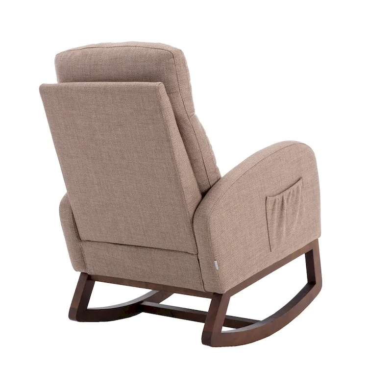 Modern 27  Upholstered Rocking Chair with Wood Legs and Side Pocket