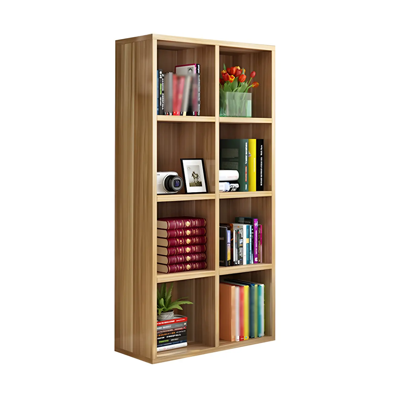 Scandinavian 3-Tier Black Cube Wood Bookcase