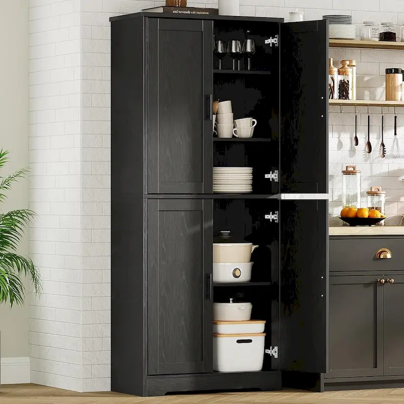 Kitchen Pantry Cabinet, Freestanding Pantry Storage Cabinet with Doors and Shelves