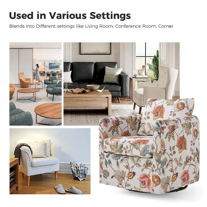 Erkenbald Modern Slipcovered Swivel Chair with Removable Cushion Set of 2 by HULALA HOME