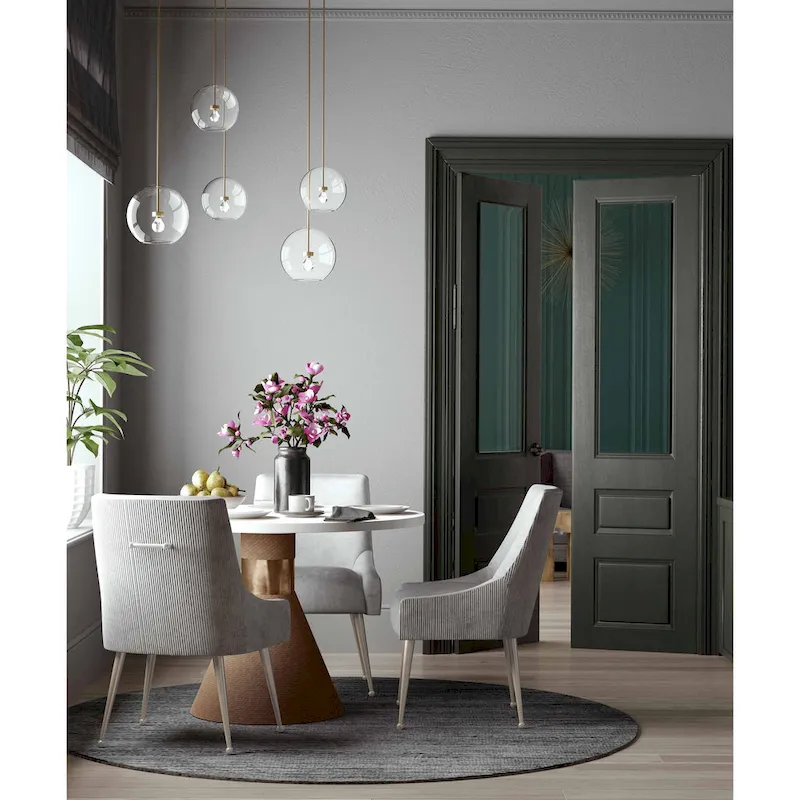 Carson Carrington Tasback Pleated Light Grey Velvet Side Chair