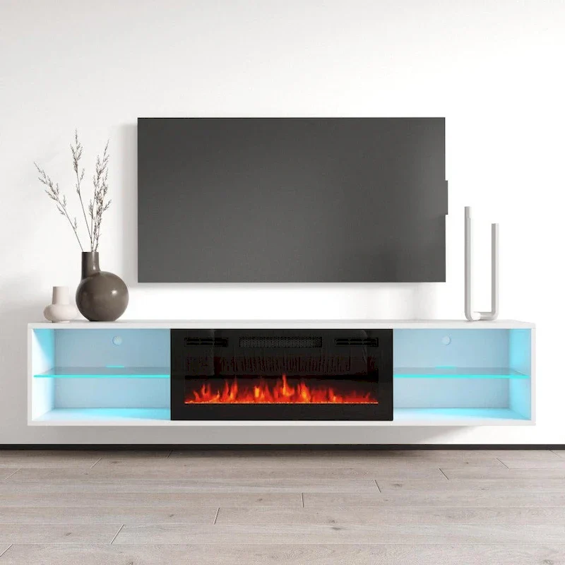 Lima EF Wall Mounted Electric Fireplace 72  TV Stand