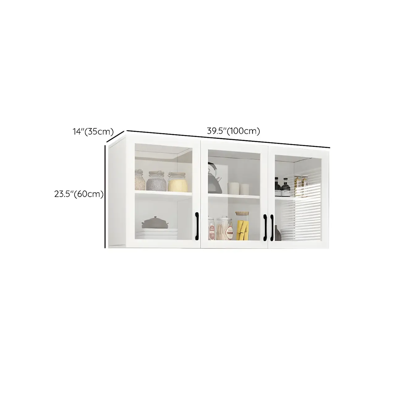 White Rectangular Wall-Mounted Wood China Cabinet