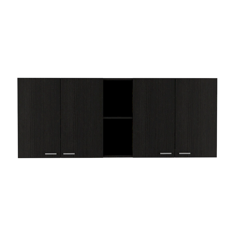 HomeRoots 59  Black Wood Wall mounted Accent Cabinet With Five Shelves