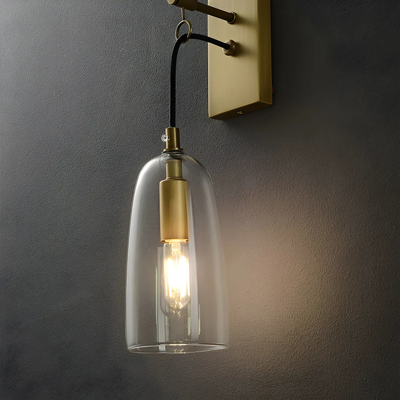 Gold Geometric Vanity Light with Clear Glass Shade