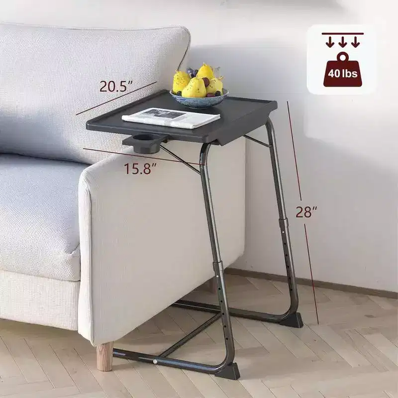 Adjustable TV Tray Table (2 Pack) - Folding table for bed & sofa with 6 height settings and 3 tilt angles