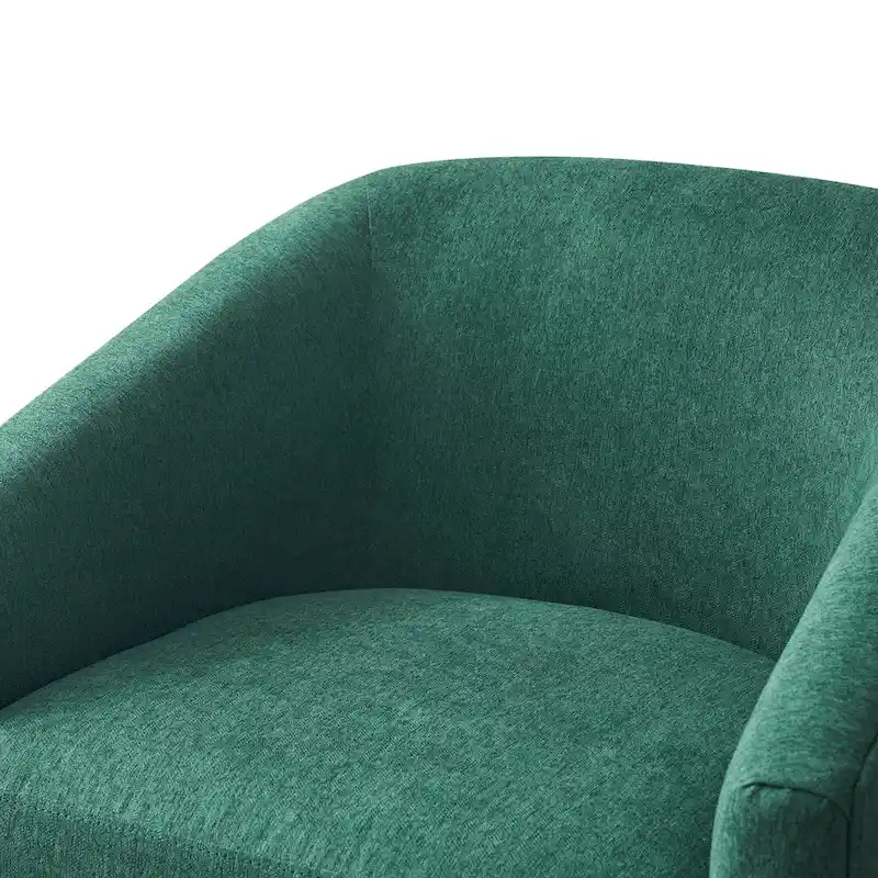 LUE BONA Modern Living Room Armchair Upholstered Wooden Barrel Swivel Accent Chair