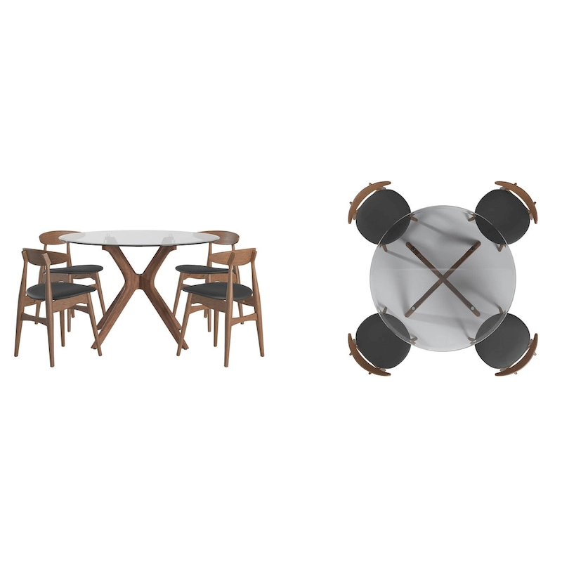 Sylvestria Mid-Century Walnut Finish Round Dining Set