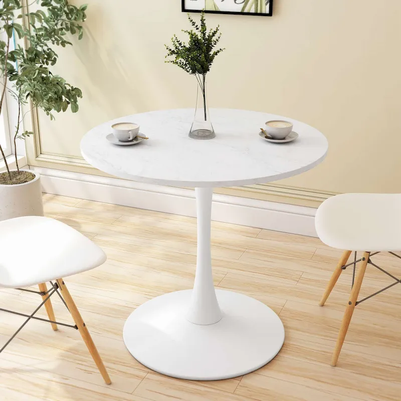 32Modern Round Metal Base Dining Table with MDF Table Top