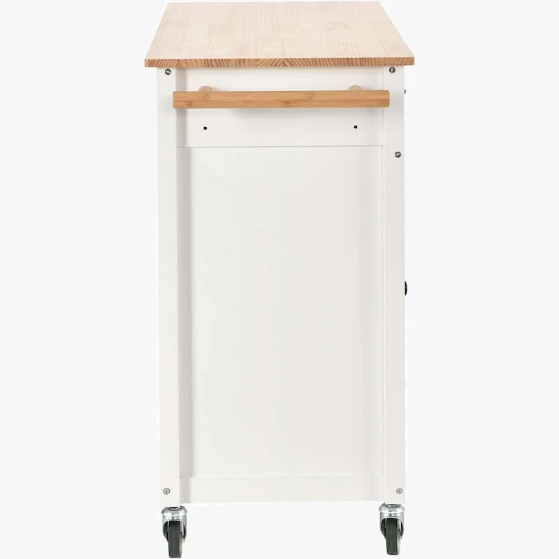 Kitchen Island Cart with Solid Wood Top and Locking Wheels