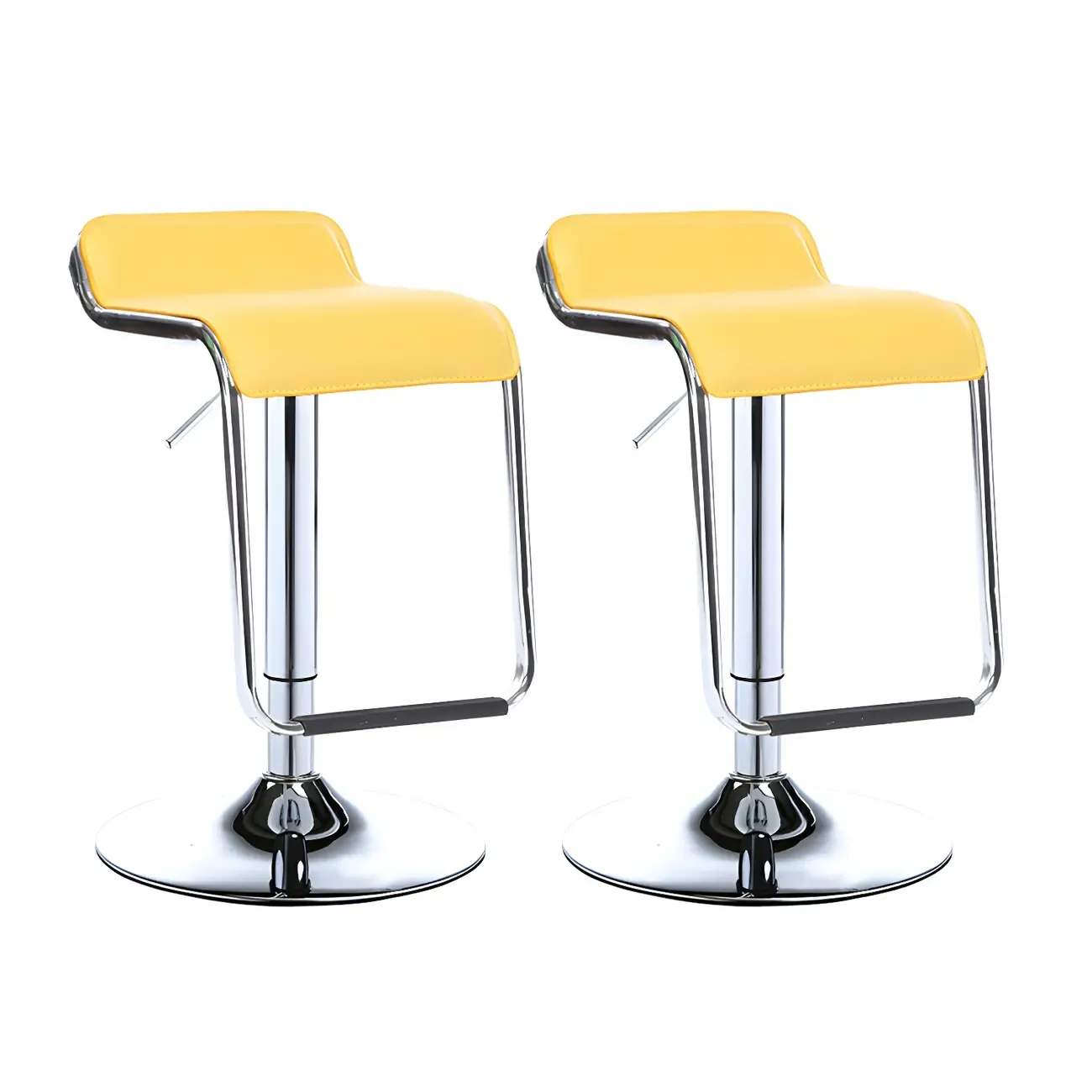 Modern Pedestal Swivel Bar Stool Adjustable Height Low Back Faux Leather