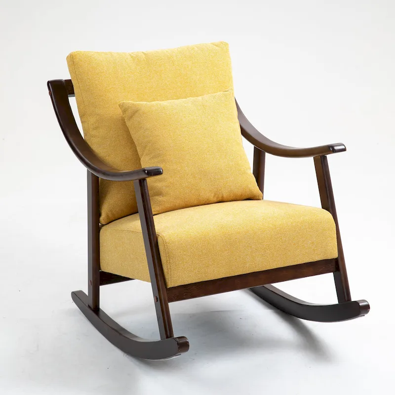 Linen Solid Wood Rocking Arm Chair
