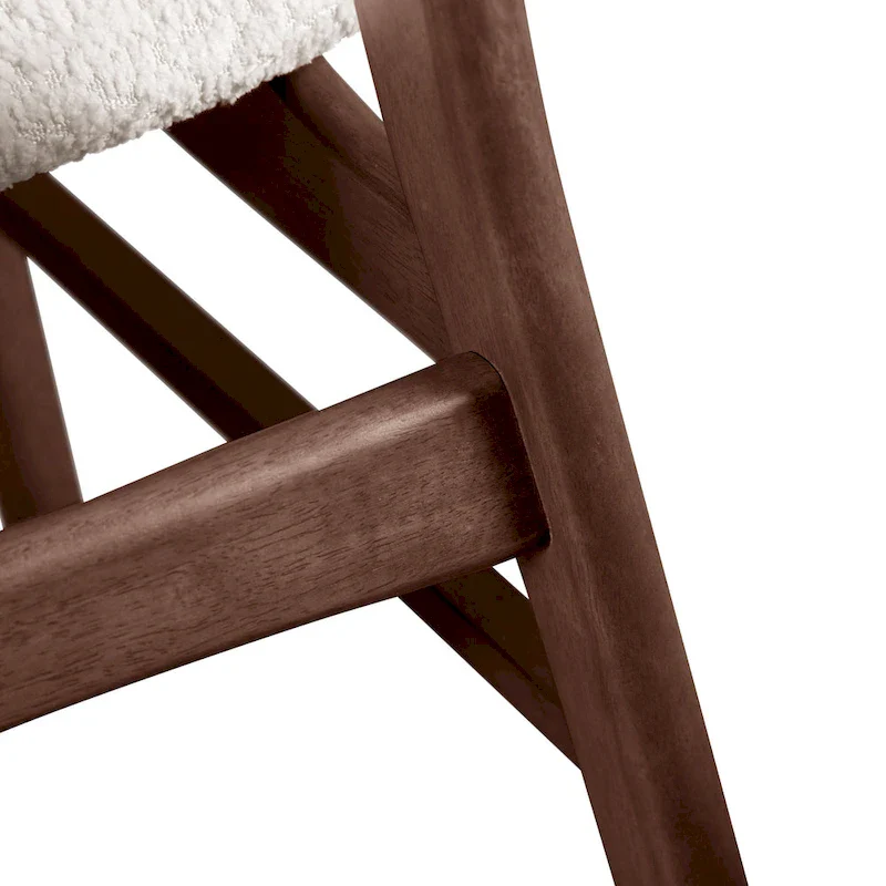 Mid-century 2-Pack Walnut Dining Chair Set with Boucle Upholstery