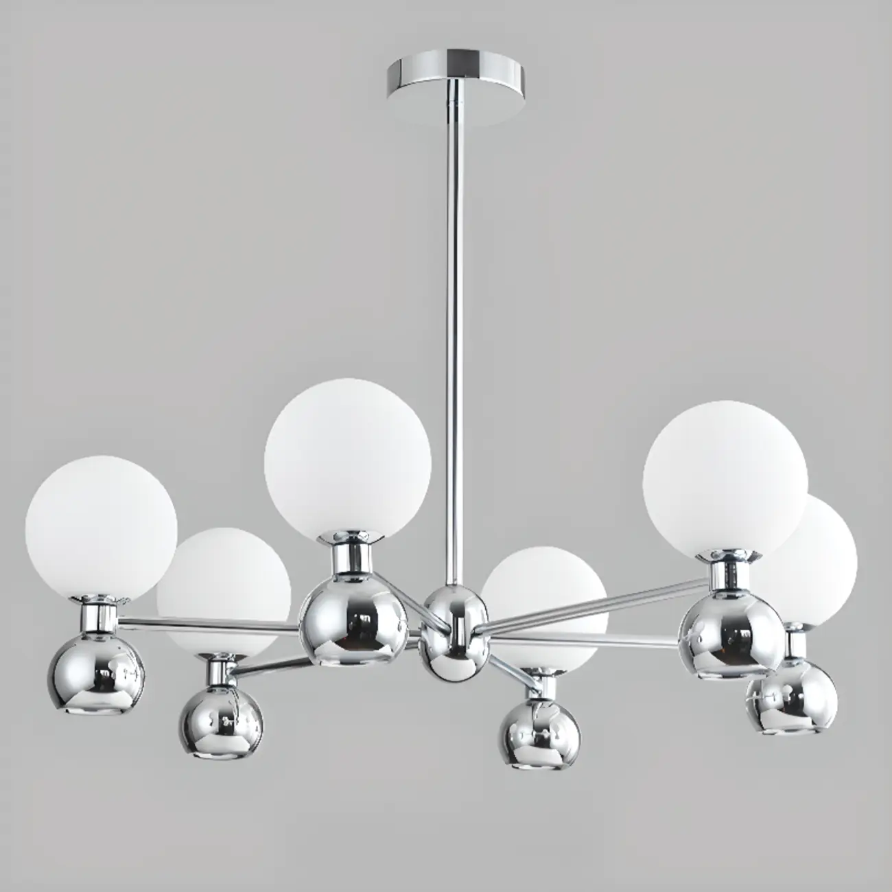 Modern Style White Globe Chandelier with Metal Frame