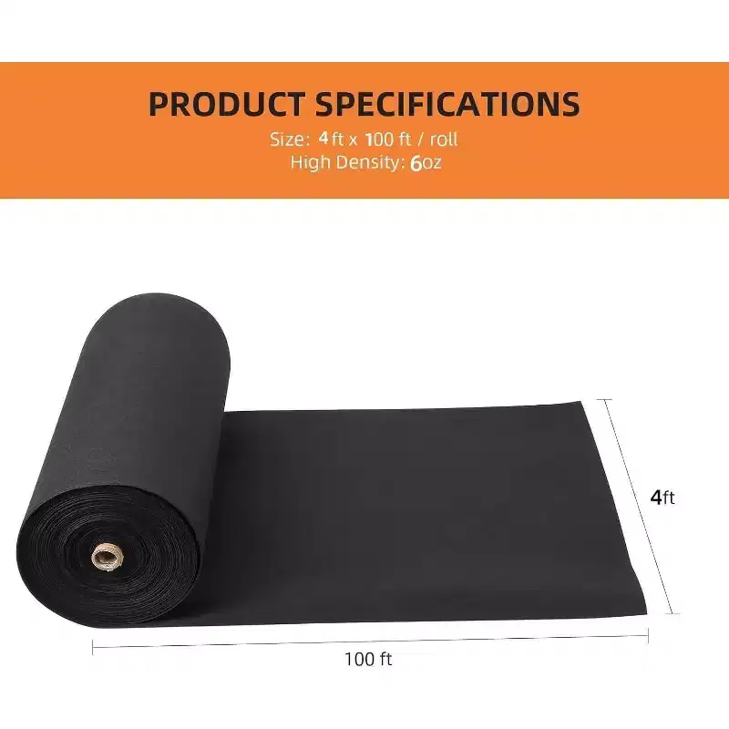 GustoWave 6oz Heavy-Duty Geotextile Fabric (4'x100') for Driveway Stabilization, French Drains & Erosion Control, Pro-Grade Underlayment