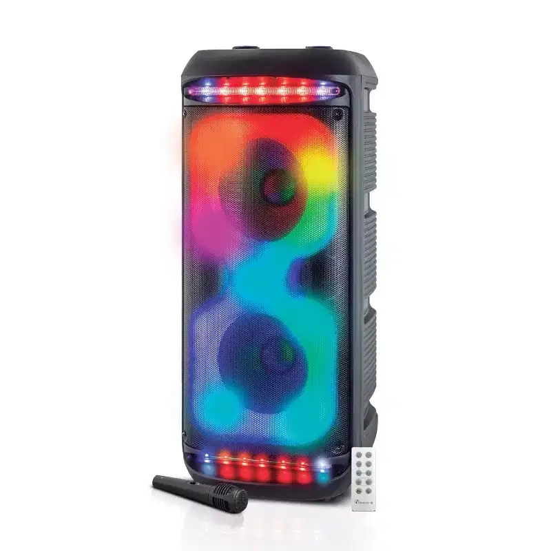 RCA Disco-2110 Flame Effect Bluetooth Party Speaker with Dual 8 Woofers