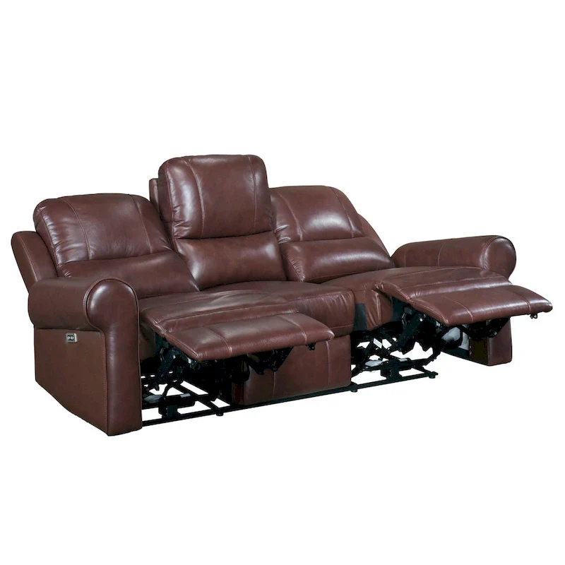 Michael 82 Inch Power Dual Recliner Sofa, USB, Brown Top Grain Leather