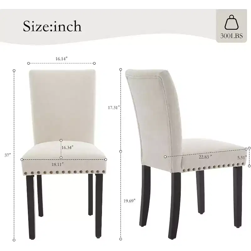 Dining Chairs Upholstered Parsons Diner Room Chair Sets Fabric Kitchen Table Chairs with Solid Wood Legs