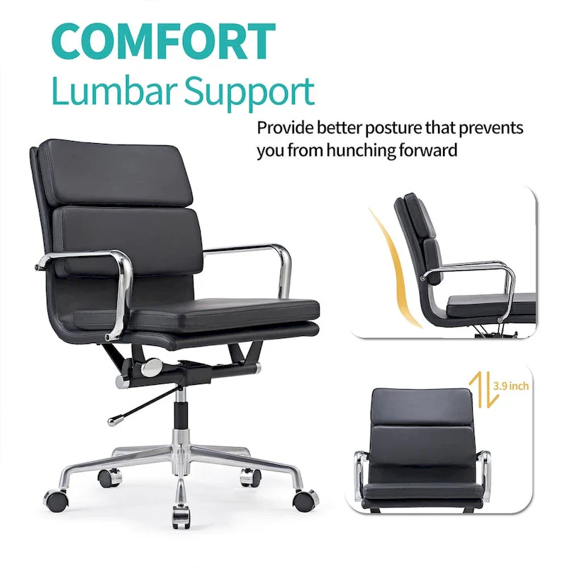Office Chair PU Leather Adjustable ErgoChair with Thickened Cushion - N/A