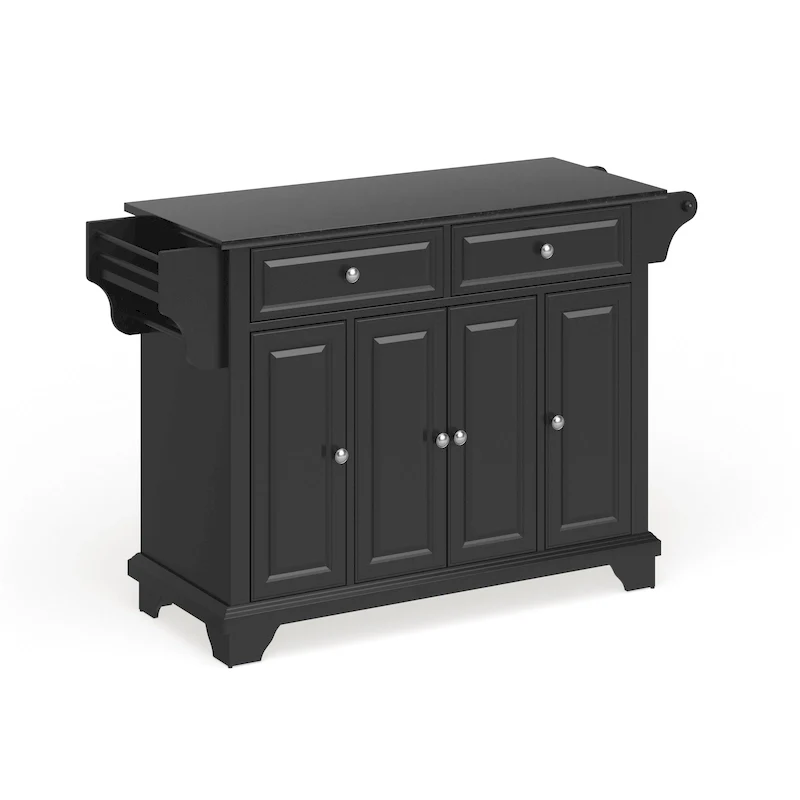 Lafayette Granite Top Kitchen Island in Black Finish - 51.5W x 18D x 36H