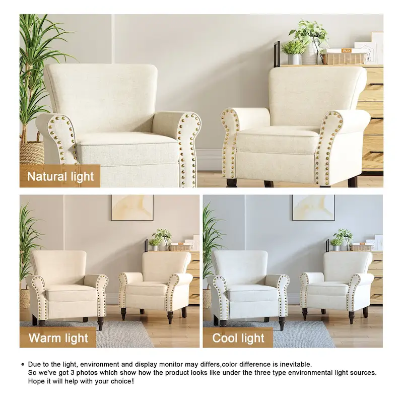 Living Room Armchair with Nailhead Trim - 29.9 W x 29.9 H x 32.9 D