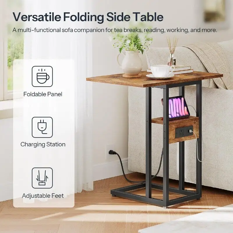 Foldable End Table - 15.4D x 10.2W x 25.2H