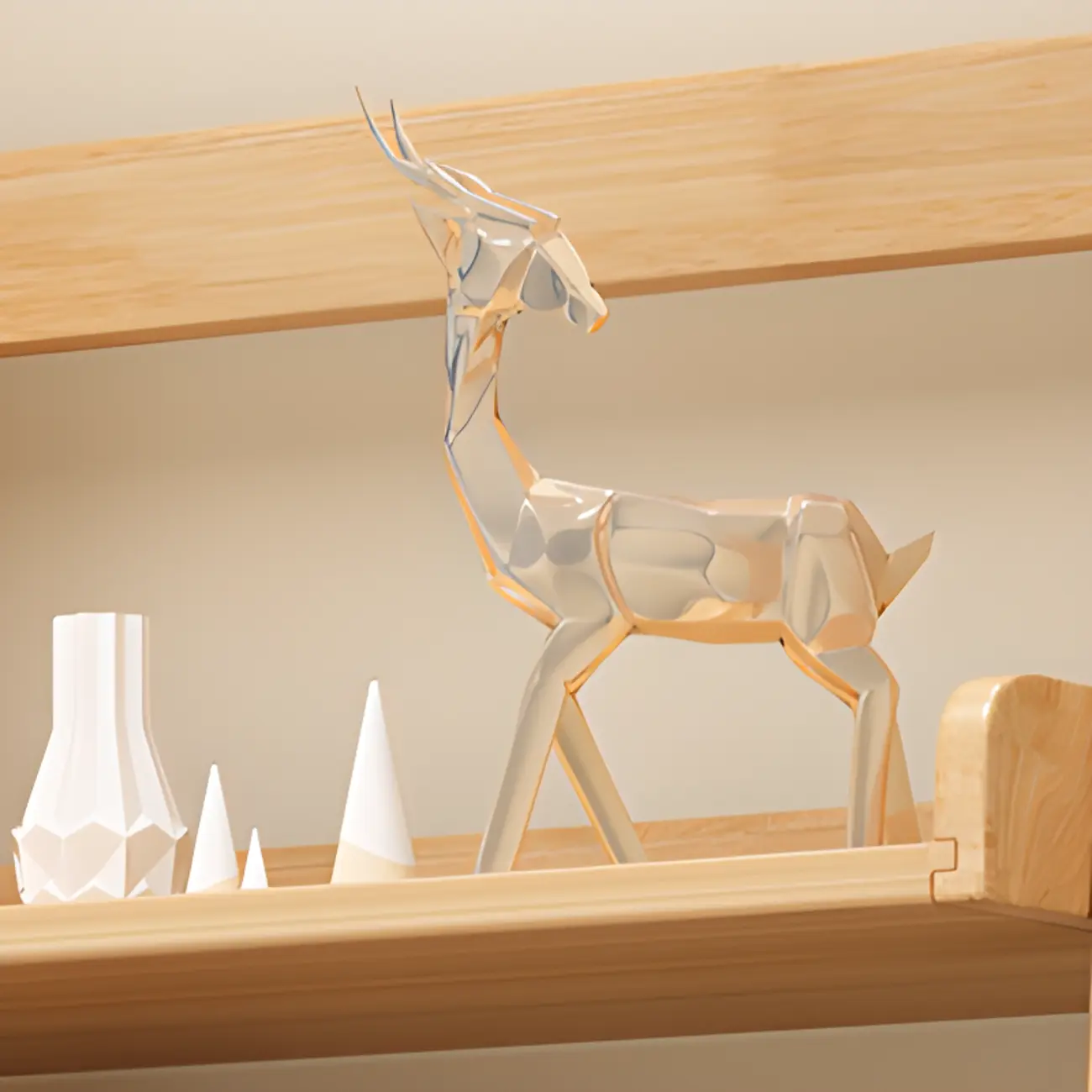 Scandinavian Rectangle Wood 5-Tier Ladder Bookcase