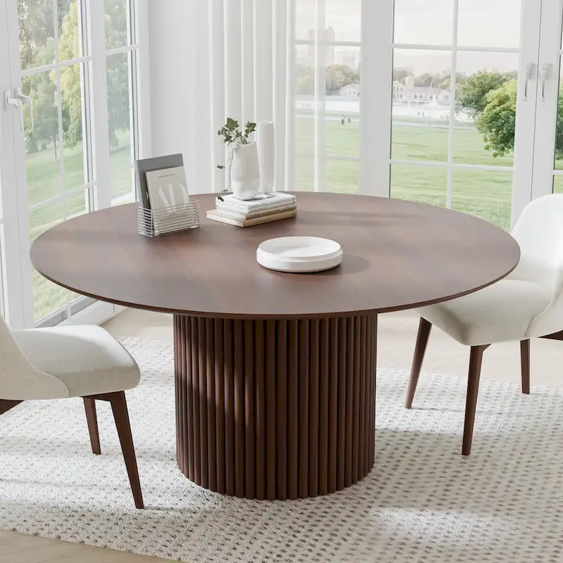 Wooakway Solid Wood 60  Round Dining Table for 6 People Nordic style - 60*30