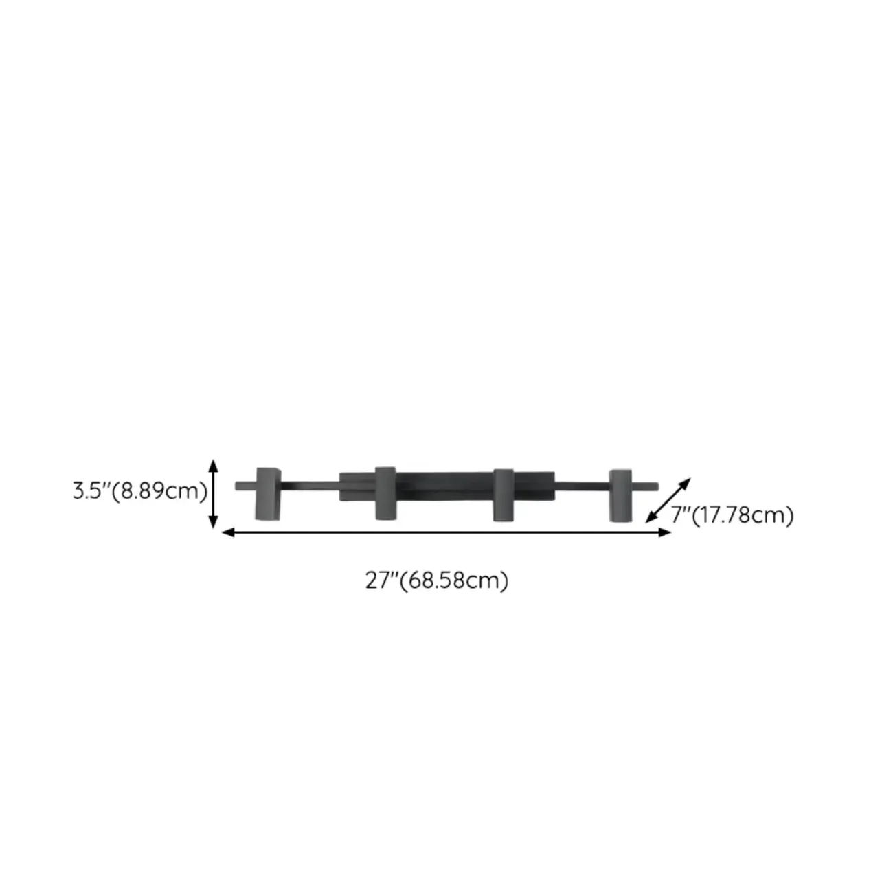 3-Light Rectangle Adjustable Black Vanity Lights