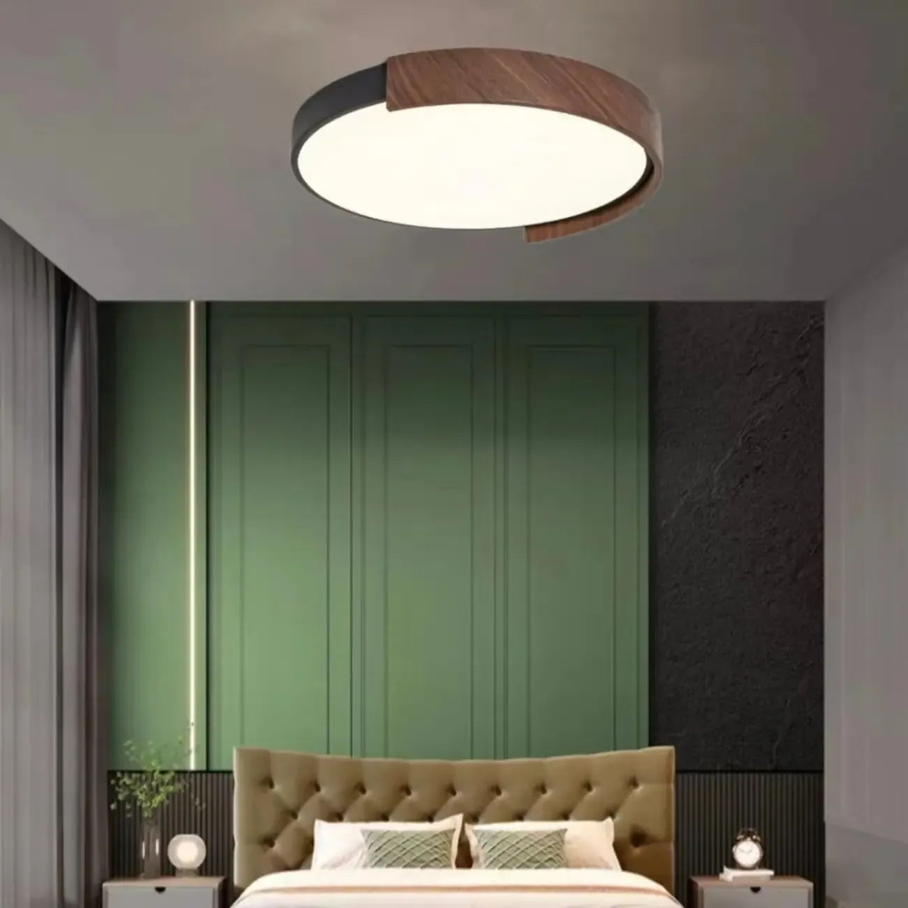 Dimmable Black LED Flush Mount Ceiling Light for Bedroom