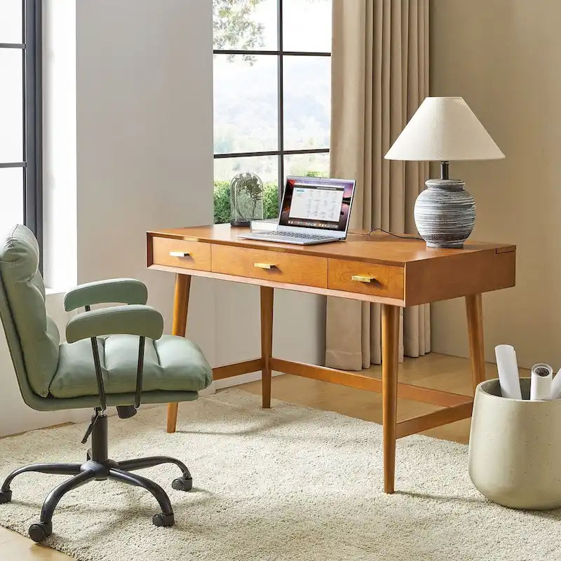 Erich Mid Century Modern 48 Computer Desk with USB by HULALA HOME