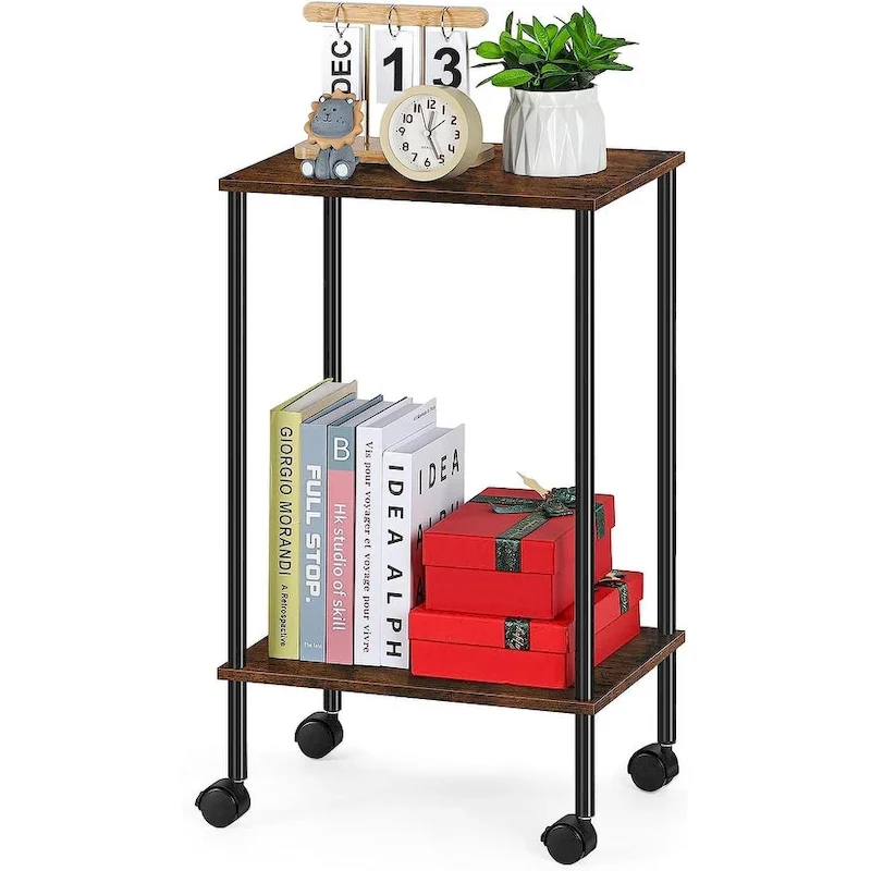 2-Tier Side Table with Wheels