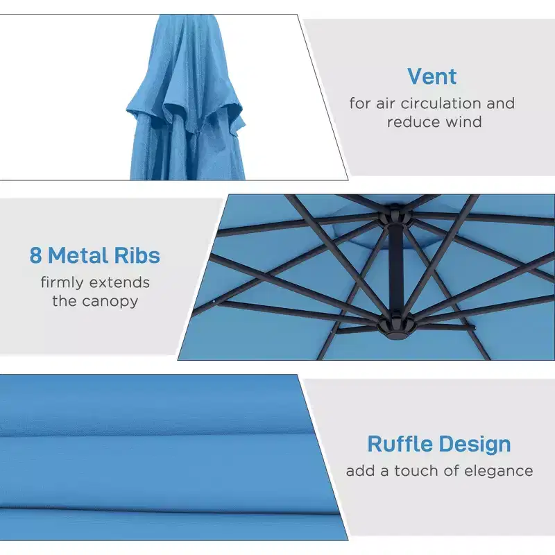 10' Cantilever Tilt Offset Patio Umbrella w/ UV & Water Safe Material & Cross Base (Weight Not Included)