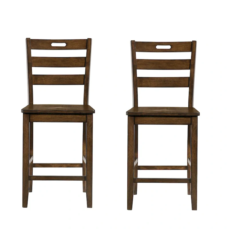 Rangel Rustic Wood Ladder Back Counter Height Chairs by Furniture of America (Set of 2)
