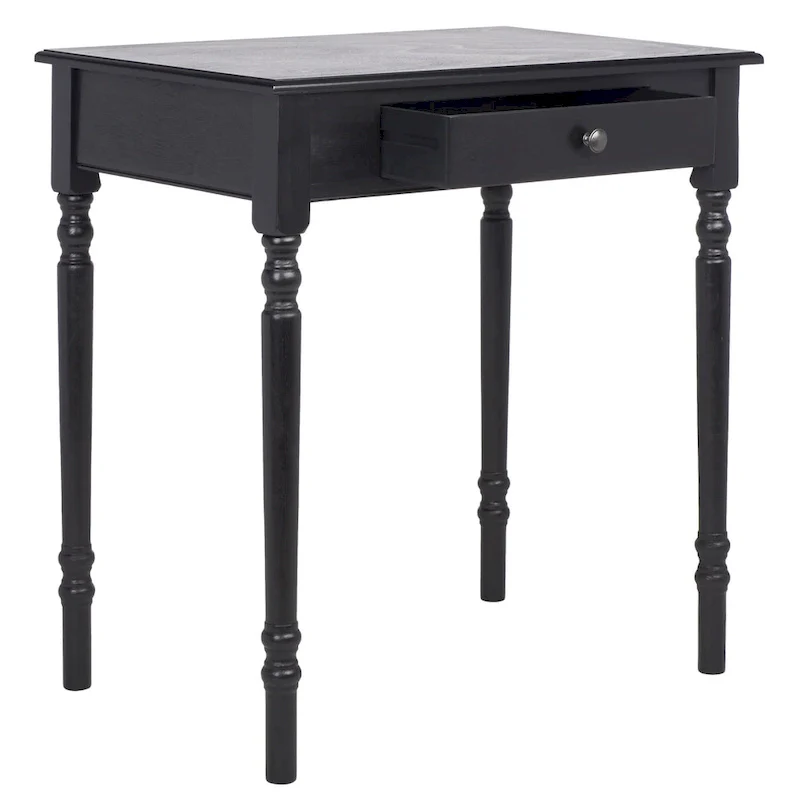 Classic 1-Drawer Writing Desk with Turned Legs & Rich Brown Top