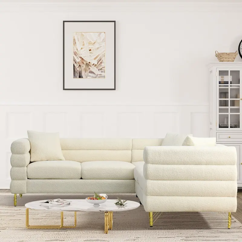 Teddy Fabric Modern Sectional Sofa L-Shape/2/3/4 Seater