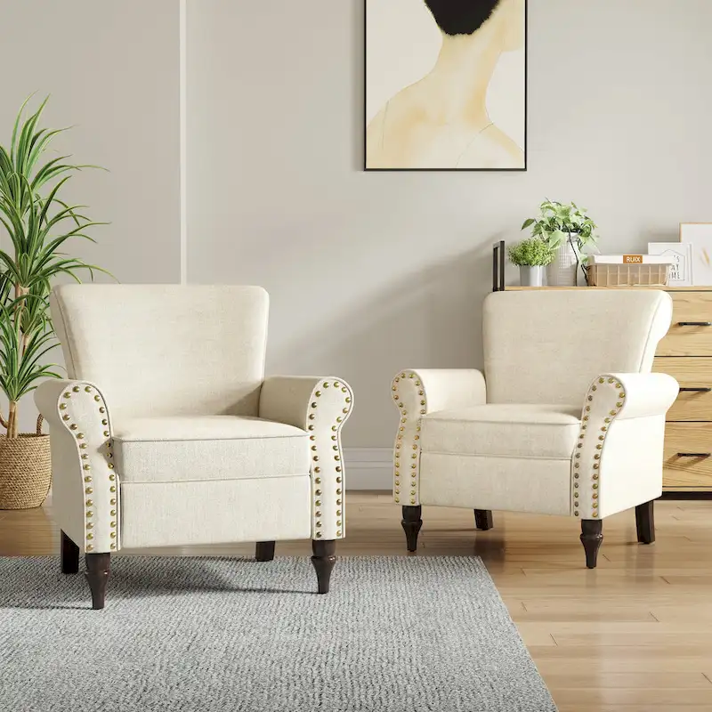 Living Room Armchair with Nailhead Trim - 29.9 W x 29.9 H x 32.9 D
