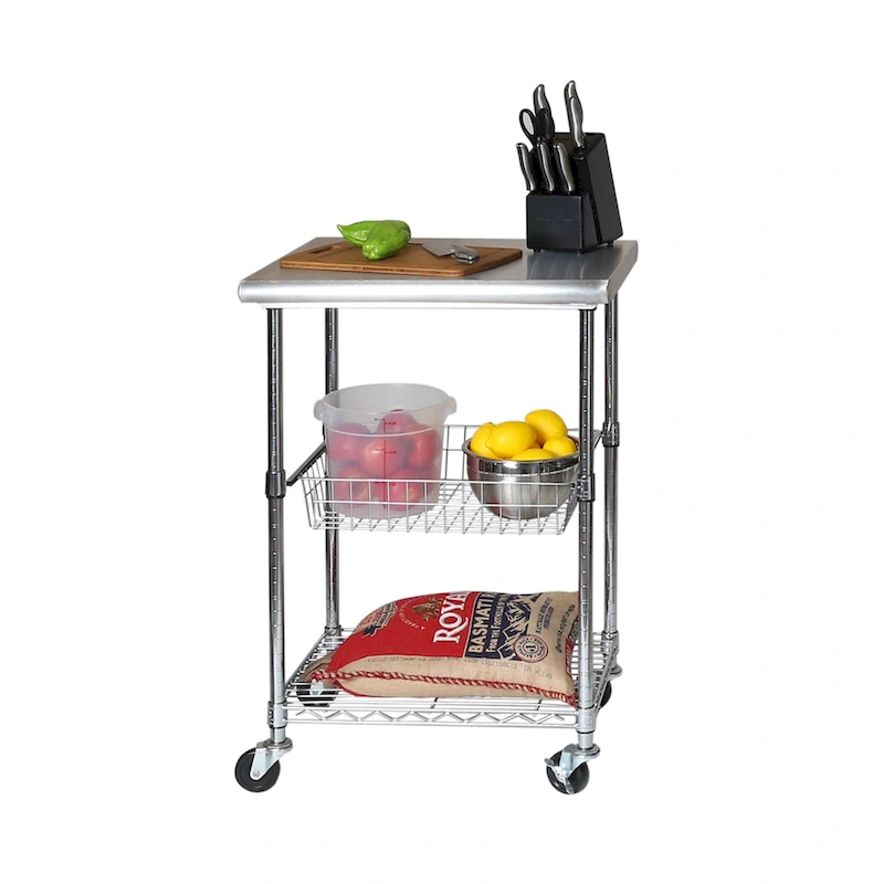 Porch & Den Allerton Stainless Steel Kitchen Work Table Cart