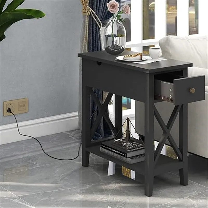 End Table with Flip Top and Charging Station