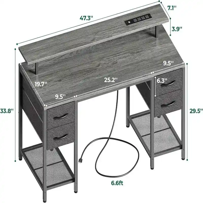 47 inch Computer Desk with 4 Drawers