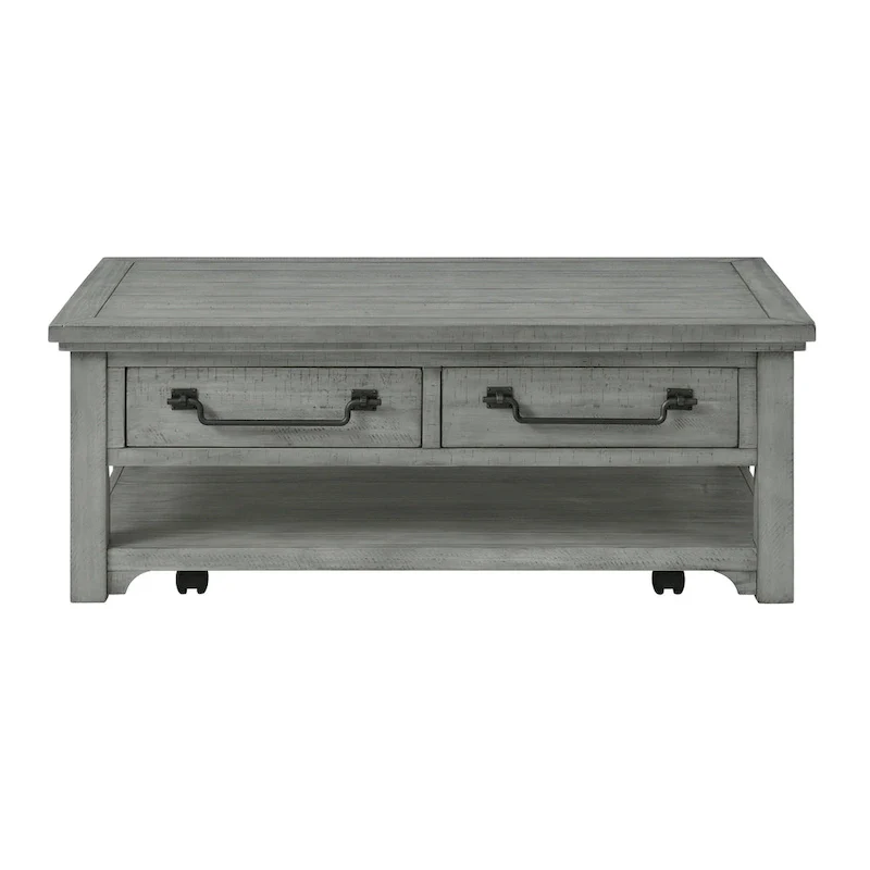 Beach House Dove Grey Solid Wood 2-Drawer Coffee Table