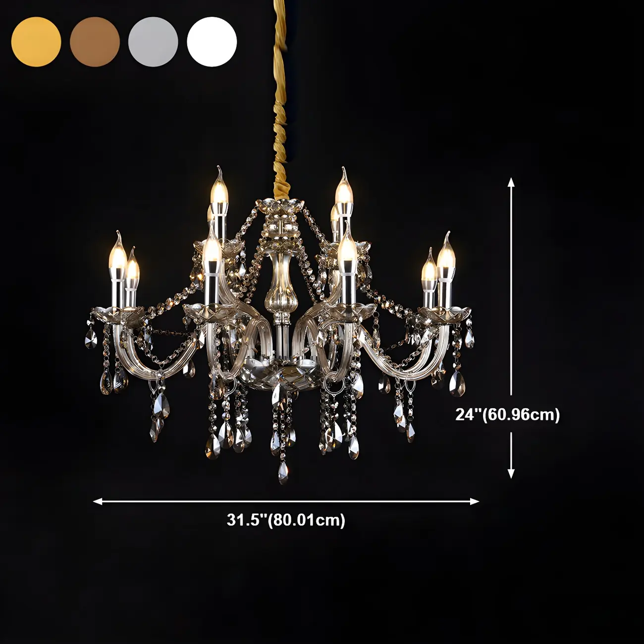 Mid-Century Crystal Candlestick Adjustable Chandelier