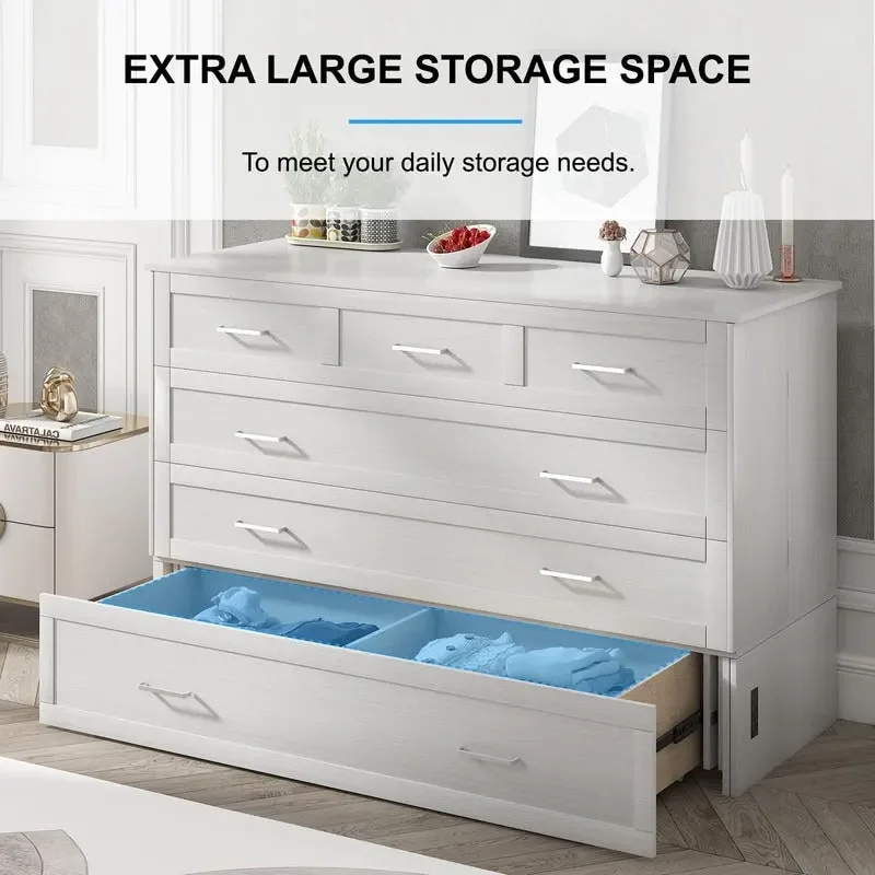 Mixoy Murphy Bed Cabinet Bed Chest with Mattress & Drawer