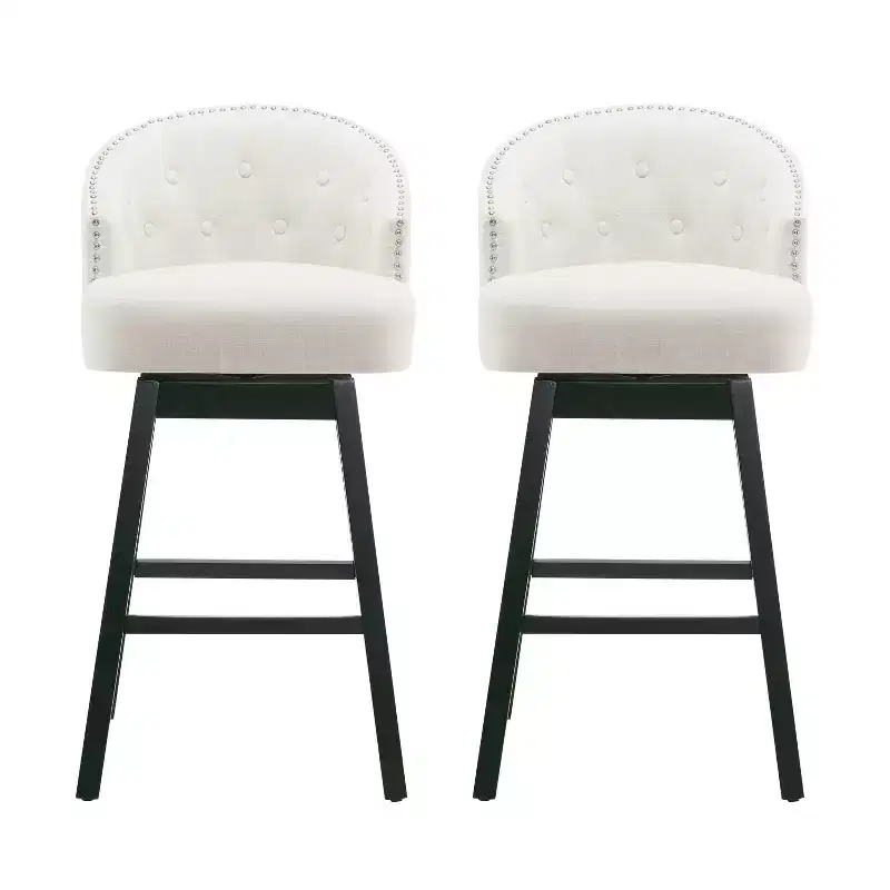 GDFStudio Combes Upholstered 33 Inch Swivel Barstools (Set of 2)