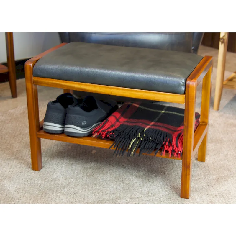 Solid Acacia Wood Padded Bench