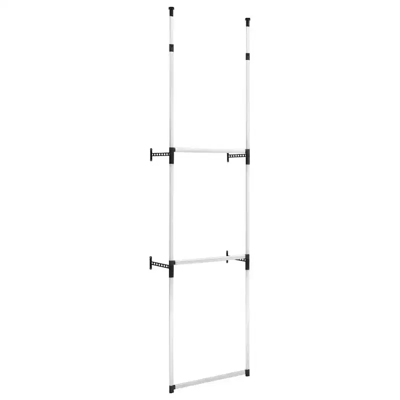 vidaXL Telescopic Wardrobe System Silver and black Aluminum, plastic