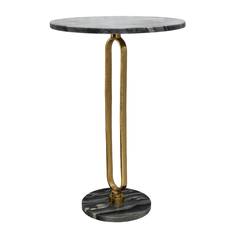 A&B Home Alexus Oval Steam Marble Table - Black/Gold