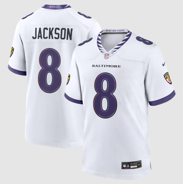 Baltimore Ravens Lamar Jackson White Game Jersey