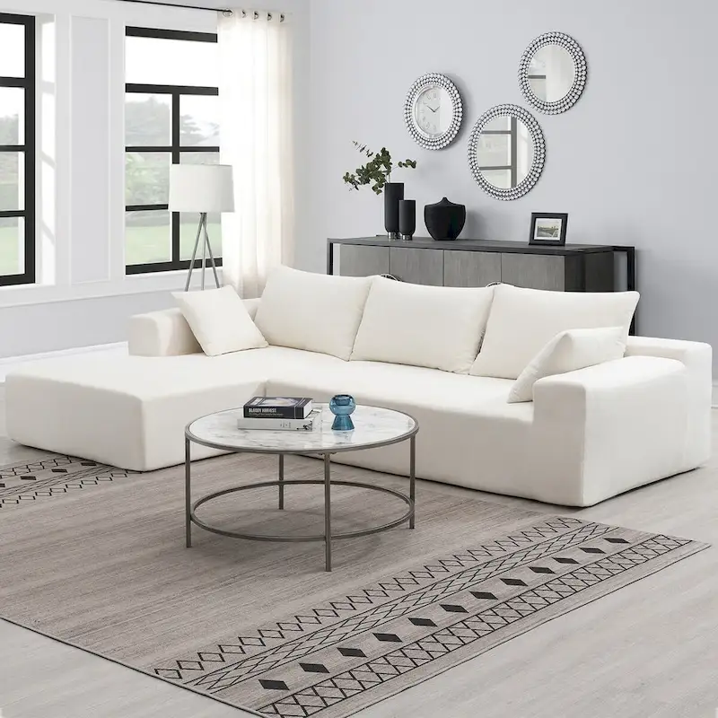 109*68  L-Shape Modular Sectional Living Room Sofa Set Couch Upholstered Sleeper Sofa Free Combination