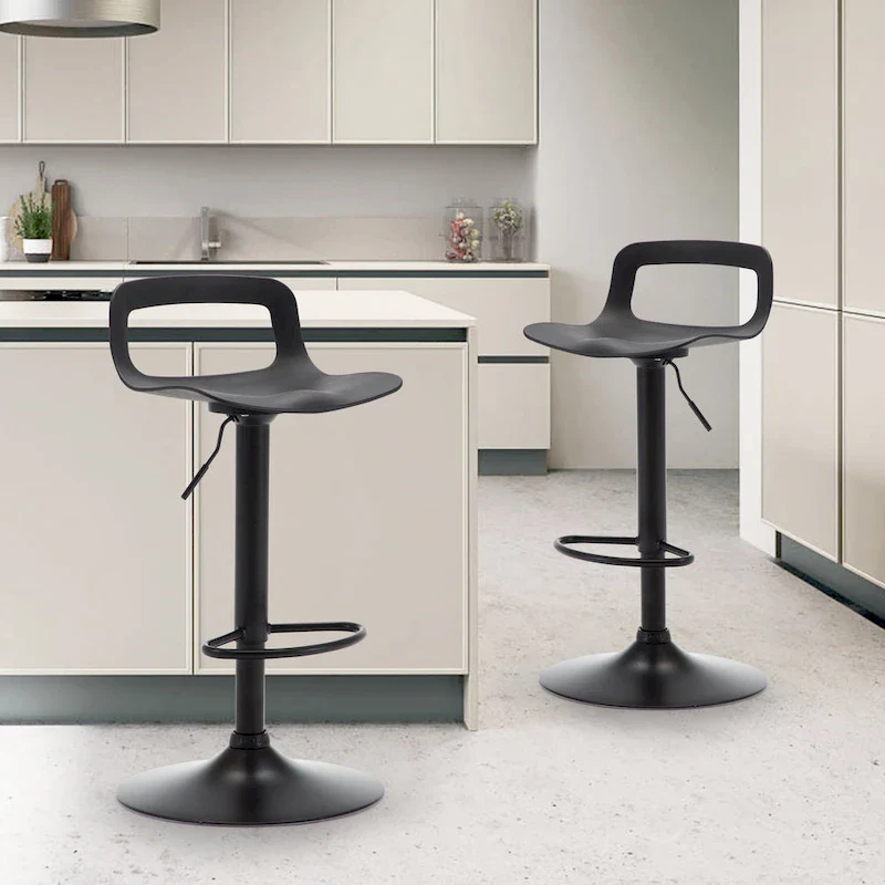 Adjustable Barstools Airlift Counter Bar Pub Height Stools with Plastic Seat Set of 2